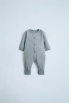 Трикотажный комбинезон из хлопка и шелка ZARA, серый