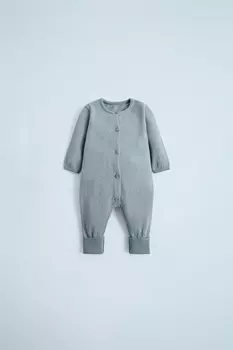 Трикотажный комбинезон из хлопка и шелка ZARA, серый