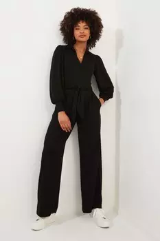 Трикотажный комбинезон прямого кроя с воротником стойкой и молнией спереди Joe Browns, черный