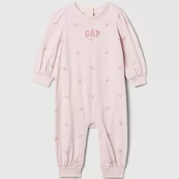 Трикотажный комбинезон с принтом плюшевого мишки и вышитым логотипом для новорожденного Gap, розовый