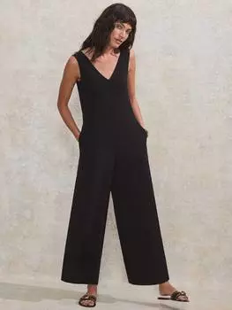 Трикотажный комбинезон с v-образным вырезом Ro&Zo, черный