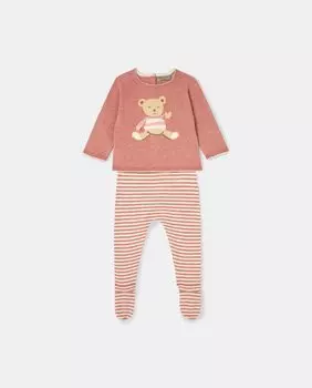 Трикотажный комплект для девочки с принтом в виде медведя спереди Coconut El Corte Ingls, розовый
