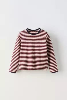 Трикотажный лонгслив ZARA, бордовый