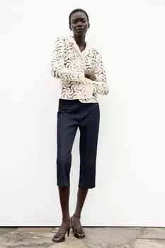 Трикотажный пиджак из бисера ZARA, экрю