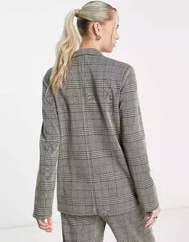 Трикотажный пиджак с напуском в клетку ASOS Tall