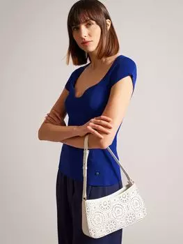 Трикотажный приталенный топ в рубчик Ted Baker Cyndiy Engineered, синий