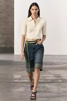 Трикотажный свитер букле ZARA, белый