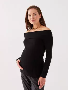 Трикотажный свитер для беременных с длинным рукавом и вырезом лодочкой LC Waikiki Maternity