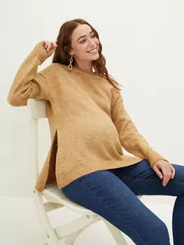 Трикотажный свитер для беременных с круглым вырезом и длинными рукавами LC Waikiki Maternity