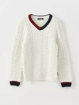 Трикотажный свитер для мальчика с длинным рукавом и V-образным вырезом Southblue