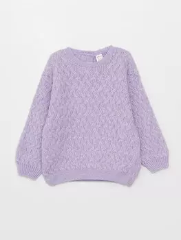 Трикотажный свитер для маленьких девочек с круглым вырезом и узором LCW baby, сирень