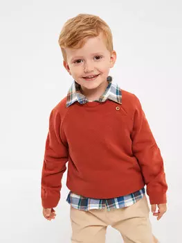 Трикотажный свитер для маленьких мальчиков с круглым вырезом и длинными рукавами LCW baby, темно-оранжевый