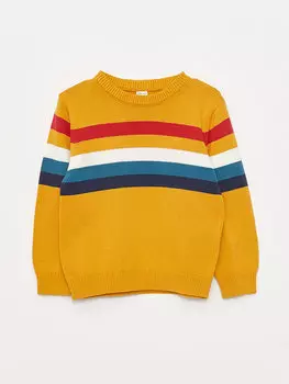 Трикотажный свитер для маленьких мальчиков с круглым вырезом и длинными рукавами LCW baby, средний желтый
