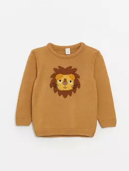 Трикотажный свитер для маленьких мальчиков с круглым вырезом и длинными рукавами LCW baby, темно-желтый