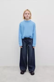 Трикотажный свитер из 100% кашемира ZARA, голубое небо
