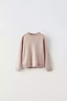Трикотажный свитер из 100% кашемира ZARA, розовый мергель
