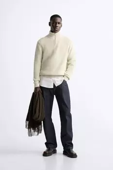 Трикотажный свитер на молнии purl ZARA, экрю
