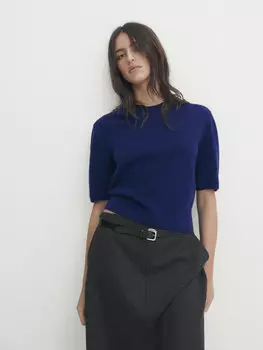 Трикотажный свитер полушерсти Massimo Dutti, синий