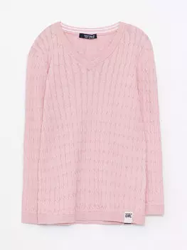 Трикотажный свитер с длинным рукавом для девочек с V-образным вырезом Southblue