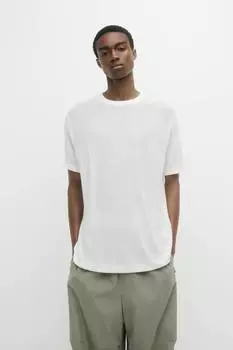 Трикотажный свитер с короткими рукавами Pull&Bear, кремовый