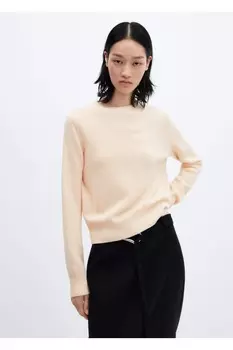 Трикотажный свитер с круглым вырезом Mango, экрю