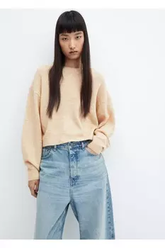 Трикотажный свитер с круглым вырезом Mango, бежевый