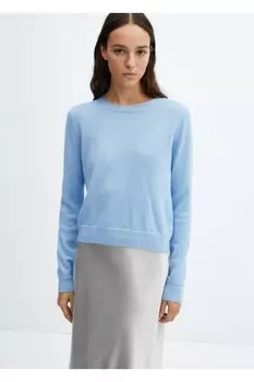 Трикотажный свитер с круглым вырезом Mango, синий