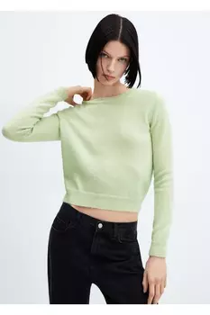 Трикотажный свитер с круглым вырезом Mango, зеленый