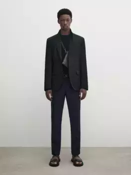 Трикотажный свитер с круглым вырезом Massimo Dutti, синий