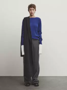 Трикотажный свитер с круглым вырезом Massimo Dutti, синий