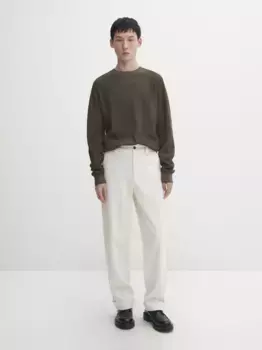 Трикотажный свитер с круглым вырезом Massimo Dutti, зеленый