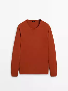 Трикотажный свитер с круглым вырезом Massimo Dutti, красный