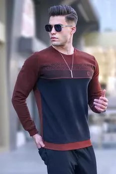 Трикотажный свитер с круглым вырезом с узором плитки 5964 MADMEXT