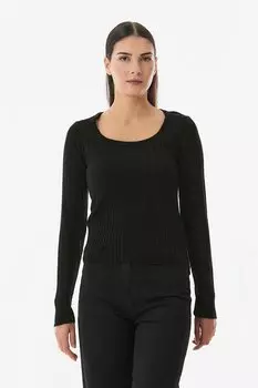 Трикотажный свитер с квадратным вырезом Fullamoda, черный