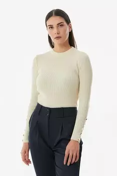 Трикотажный свитер с ребристыми пуговицами Fullamoda, бежевый