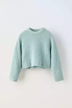 Трикотажный свитер soft touch ZARA, цвет морской волны