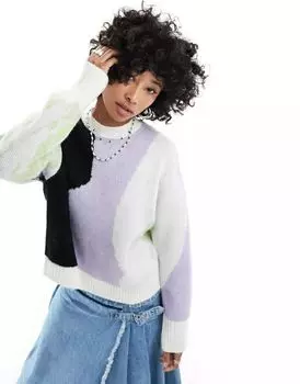 Трикотажный свитшот Monki с ярким абстрактным узором