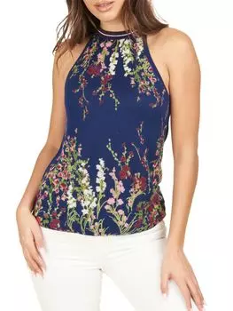 Трикотажный топ Alaina с цветочным принтом Daniel Rainn, индиго