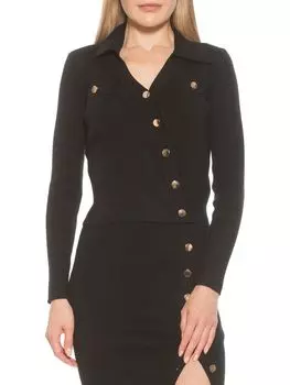 Трикотажный топ Alexia Admor в рубчик с воротником Sam, чёрный