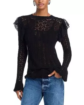 Трикотажный топ AQUA Pointelle, черный