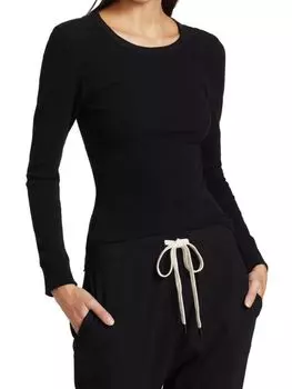 Трикотажный топ Bassike с длинными рукавами в рубчик, чёрный