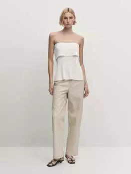 Трикотажный топ без бретелек Massimo Dutti, белый