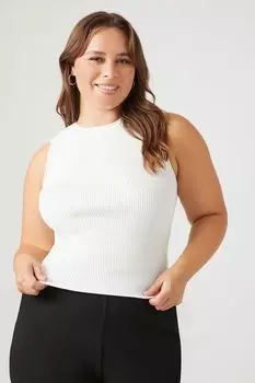 Трикотажный топ без рукавов больших размеров Forever 21, белый