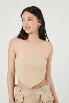 Трикотажный топ без рукавов в рубчик Forever 21, песочный