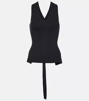 Трикотажный топ без рукавов в рубчик JOSEPH, черный