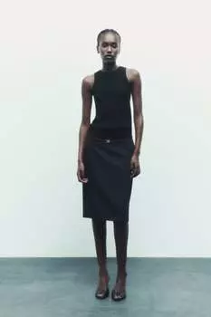 Трикотажный топ без рукавов ZARA, черный