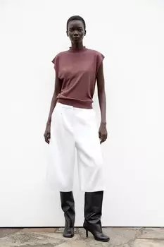 Трикотажный топ без рукавов ZARA, цвет aubergine
