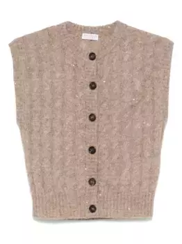 Трикотажный топ Brunello Cucinelli, коричневый