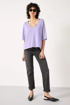 Трикотажный топ Cierra с V-образным вырезом Hush, фиолетовый