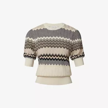 Трикотажный топ claudi с объемными рукавами и графическим принтом Malina, мультиколор